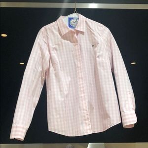 Vineyard Vines pink and white gingham button-down.